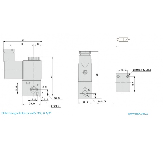 Pilot Solenoid Valve 3/2, G 1/8", DC24V