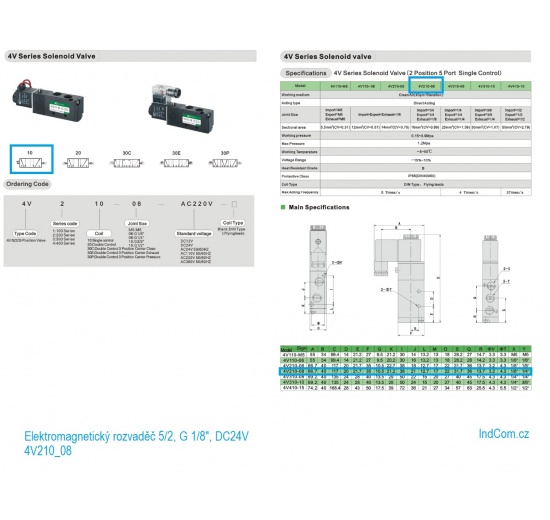 Pilot Solenoid Valve 5/2, G 1/8", DC24V