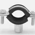 Pipe Clamp with Rubber EPDM, two screw, M8/M10, galvanized | 20-25 mm