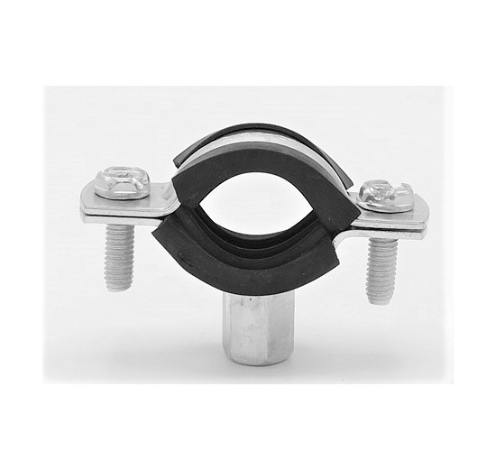 Pipe Clamp with Rubber EPDM, two screw, M8/M10, galvanized | 20-25 mm