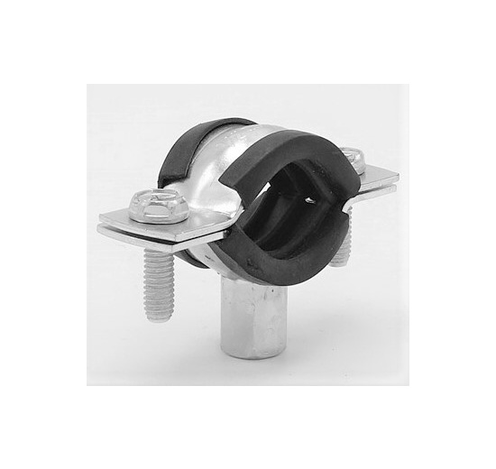 Pipe Clamp with Rubber EPDM, two screw, M8/M10, galvanized | 20-25 mm