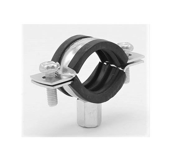 Pipe Clamp with Rubber EPDM, two screw, M8/M10, galvanized | 26-30 mm