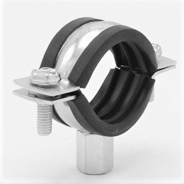 Pipe Clamp with Rubber EPDM, two screw, M8/M10, galvanized  32-36 mm