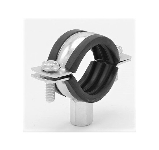 Pipe Clamp with Rubber EPDM, two screw, M8/M10, galvanized  32-36 mm