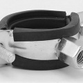 Pipe Clamp with Rubber EPDM, two screw, M8/M10, galvanized