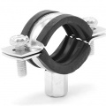 Pipe Clamp with Rubber EPDM, two screw, M8/M10, galvanized