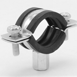 Pipe Clamp with Rubber EPDM, two screw, M8/M10, galvanized
