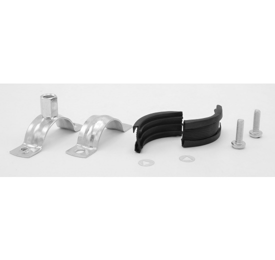 Pipe Clamp with Rubber EPDM, two screw, M8/M10, galvanized