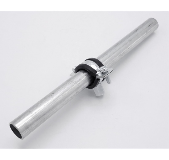 Pipe Clamp with Rubber EPDM, two screw, M8/M10, galvanized