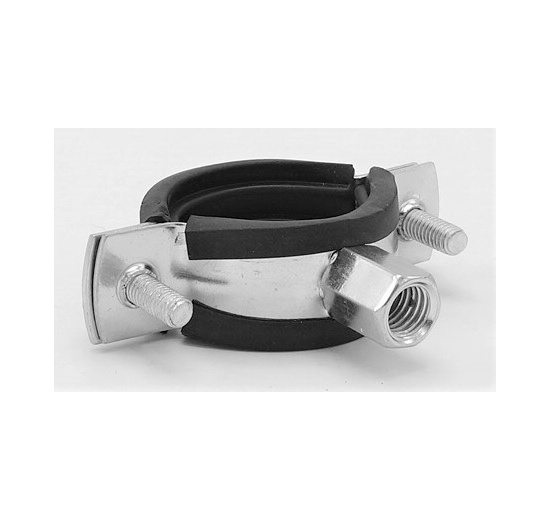 Pipe Clamp with Rubber EPDM, two screw, M8/M10, galvanized