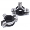 Pipe Clamp with Rubber EPDM, two screw, stainless steel DIN 1.4301, M8 _ 18-24 mm