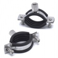 Pipe Clamp with Rubber EPDM, two screw, stainless steel DIN 1.4301, M8_ 37-45 mm