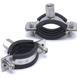 Pipe Clamp with Rubber EPDM, two screw, stainless steel DIN 1.4301, M8  Pipe Clamp with Rubber EPDM, two screw, stainless steel DIN 1.4301, M8 _ 32-36 mm 32-36 mm
