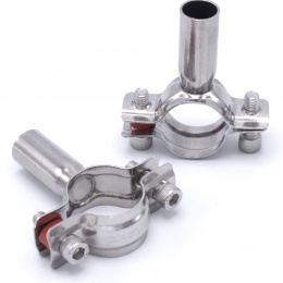 Pipe Clamp without Rubber, two screws, stainless steel DIN 1.4301_ 32-34 mm