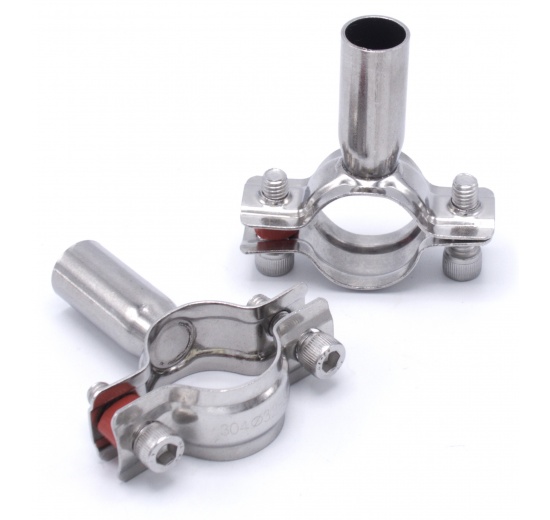 Pipe Clamp without Rubber, two screws, stainless steel DIN 1.4301_ 32-34 mm