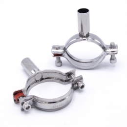 Pipe Clamp without Rubber, two screws, stainless steel DIN 1.4301, welding conection