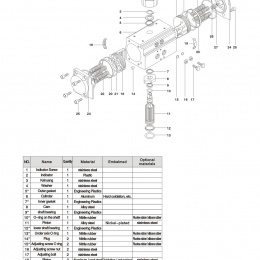 Pneumatic drive, double acting