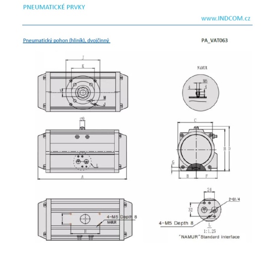 Pneumatic drive, double acting