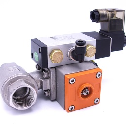 Pneumatic drive, double acting with ball valve