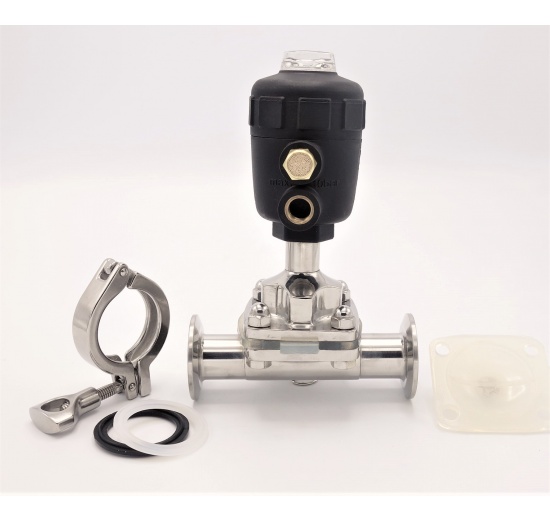 Pneumatically Operated Diaphragm Valve, CLAMP Connection DN25