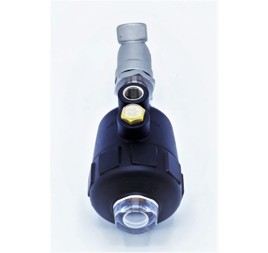Pneumatically operated valve with a slant seat-45°,  G-thread  3/8"