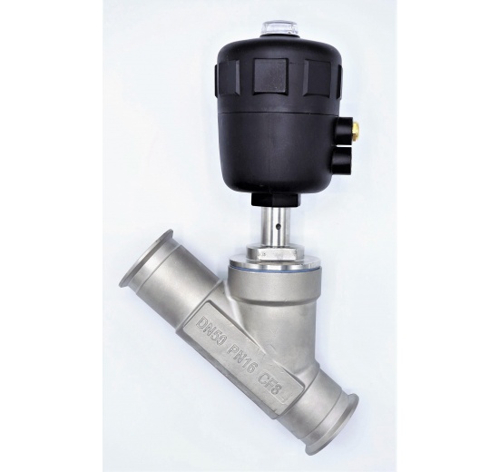 Pneumatically-operated Valves, Angle Seat - 45° CLAMP DN50