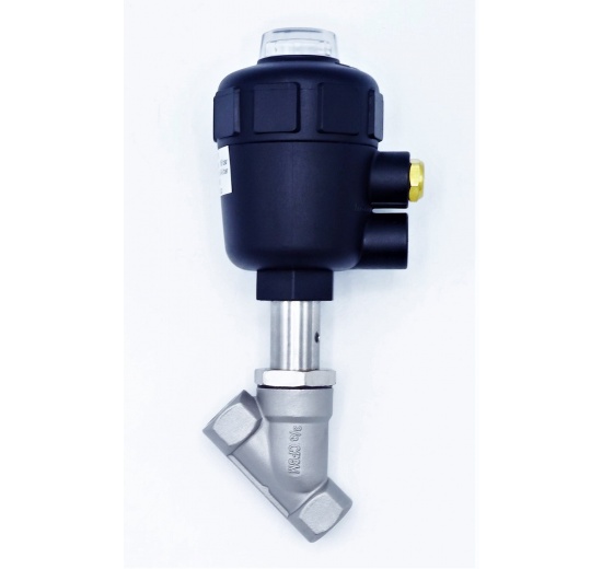 Pneumatically-operater Valves, Angle Seat -45°, G-thread, Gasket PPL