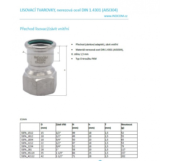 Pressing Reducer Stainless Steel / internal thread (threaded adapter)