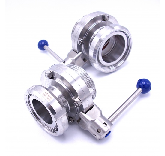 Přímá klapka nerezová_ úprava šroubení mlékárenské DIN DN50