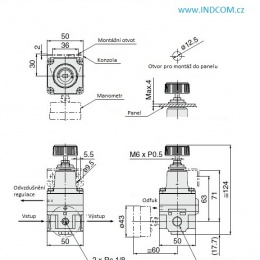 Reducing valve with fine regulation G 1/4", range 0.1-10 bar