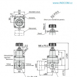 Reducing valve with fine regulation G 1/4", range 0.1-4 bar