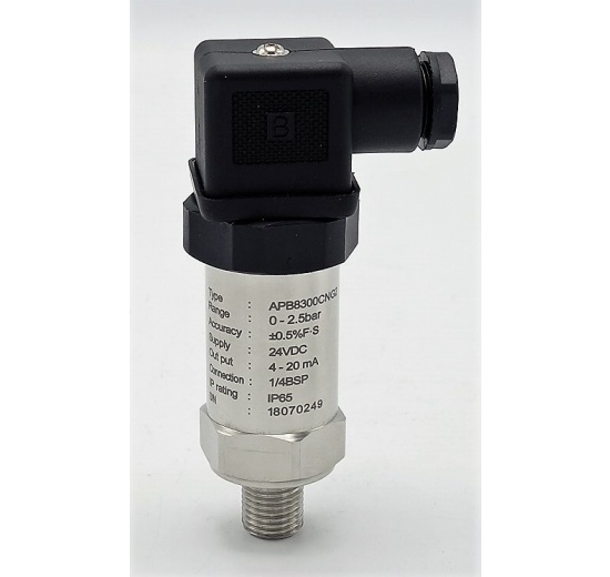 Relative pressure transmitter, 1/4" BSP, 24VDC for Relative pressure 0-2.5 bar