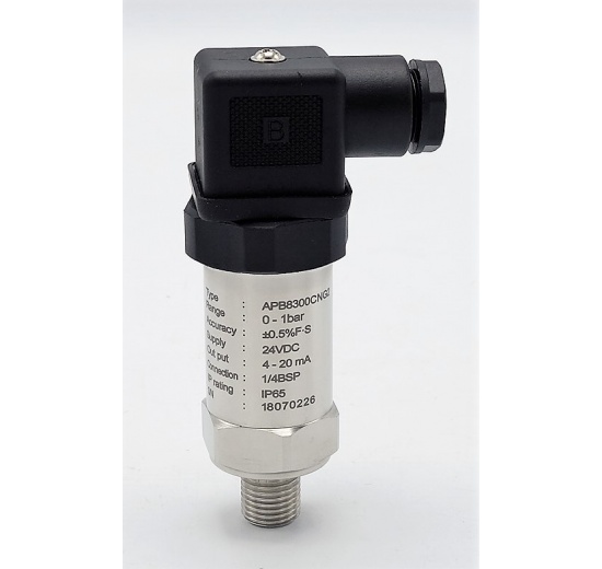 Relative pressure transmitter, 1/4" BSP, 24VDC Relative pressure 0-1 bar