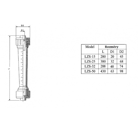 Rotameter (flowmeter) Plastic - Glued Joint | 0.01~0.1 m3/h