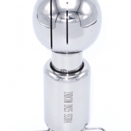 Rotary cleaning ball, welded, on split pin, stainless steel, for beverage production