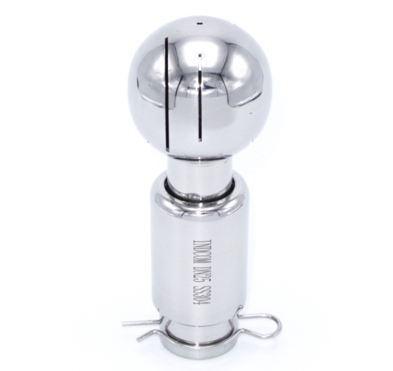 Rotary cleaning ball, welded, on split pin, stainless steel, for beverage production