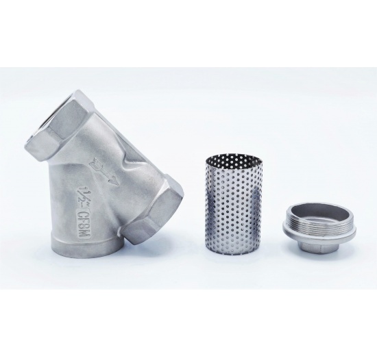 šikmý nerezový Y filtr s jemným sítkem, závitový 1 1/2”