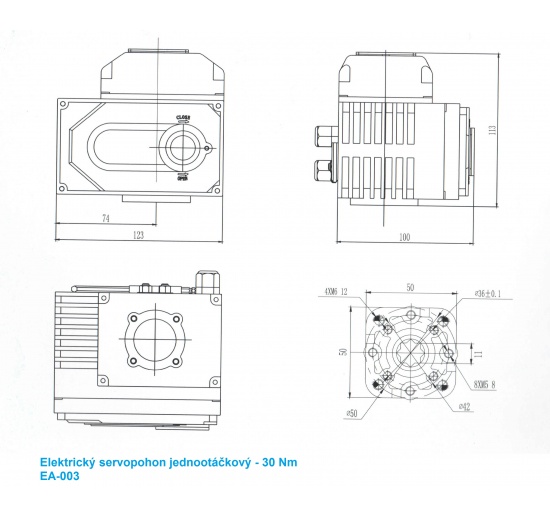 Single-turn electric actuator - dimensions