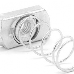 Sliding nut M8 galvanized with spring | long spring (profile 41x41)