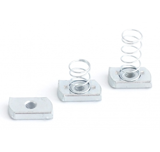 Sliding nut M8 galvanized with spring | long spring (profile 41x41)