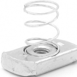 Sliding nut M8 galvanized with spring | short spring (profile 41x25)