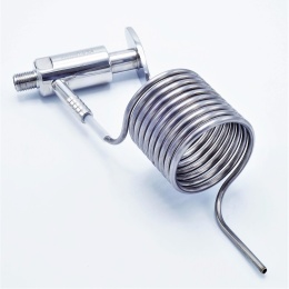 spiral to calm down the beverage sample + stainless steel sampling valve