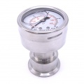 Stailess steel manometer (back connection), with a sanitary diaphrag-CLAMP DIN 32676, collar 50.5 mm