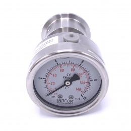 Stailess steel manometer (back connection), with a sanitary diaphrag-CLAMP DIN 32676, collar 50.5 mm