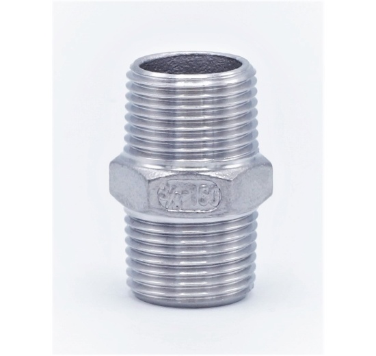 stainles steel Barrel Nipple With Hexagon / type 340, 3/8"