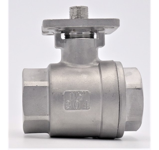 Stainless ball valve, 2- pieced with mounting plate for actuator | 1 1/2”