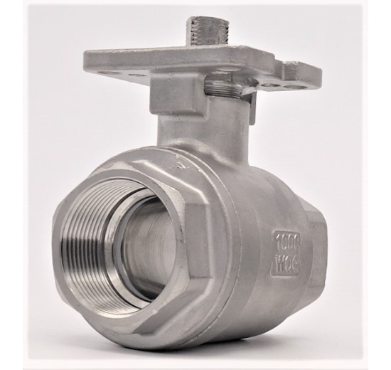Stainless ball valve, 2- pieced with mounting plate for actuator | 1 1/2”
