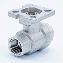 Stainless ball valve, 2- pieced with mounting plate for actuator | 1/2”