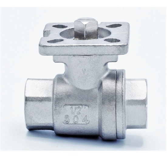 Stainless ball valve, 2- pieced with mounting plate for actuator | 1/2”