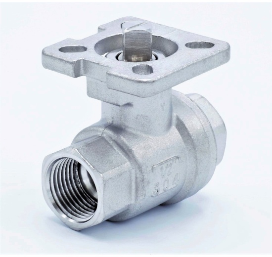Stainless ball valve, 2- pieced with mounting plate for actuator | 1/2”